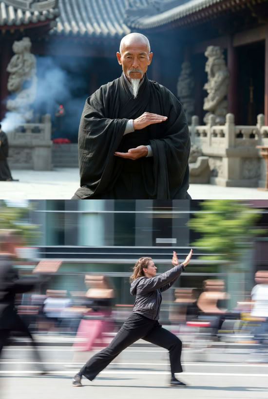 Moine pratiquant et jeune occidentale pratiquant